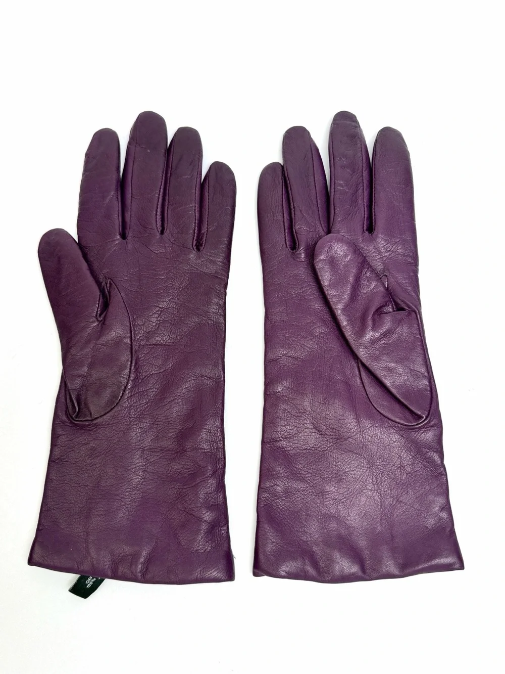 LORD & TAYLOR Purple Leather Gloves Cashmere Lining size 8